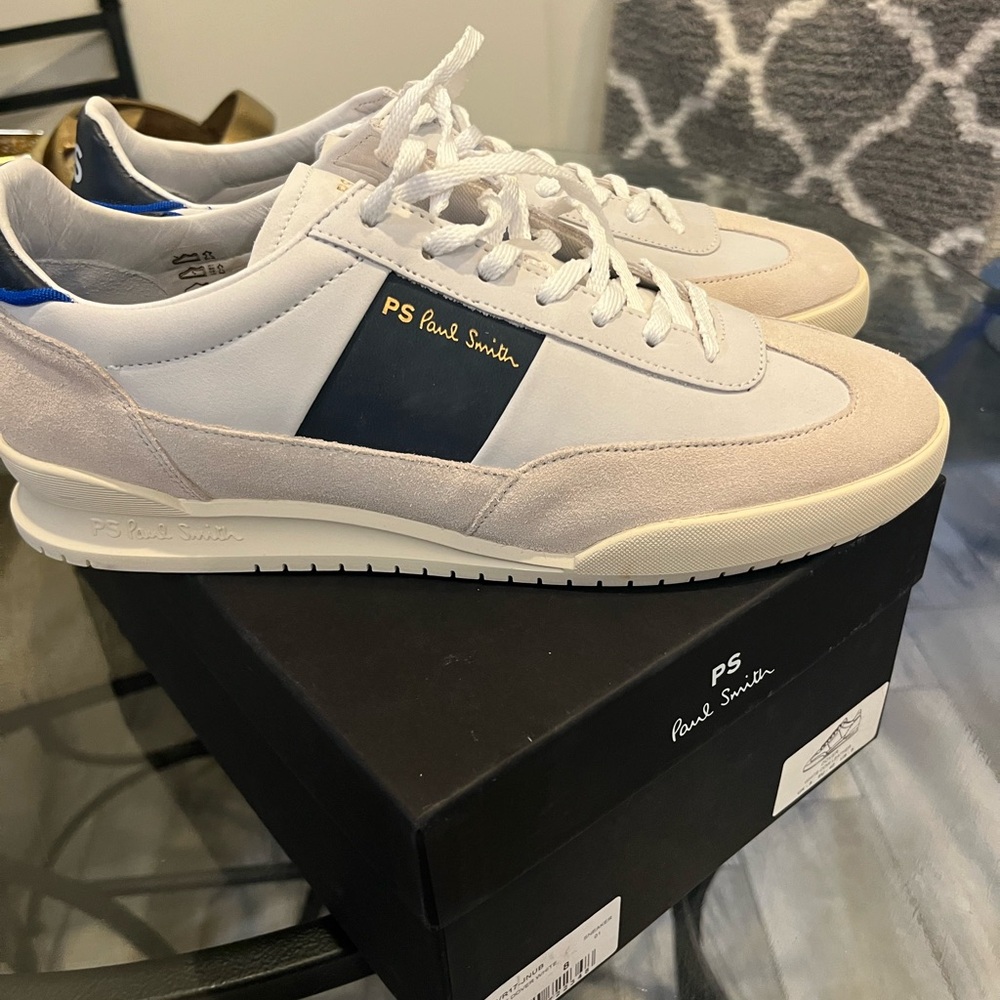 Paul Smith White and Navy Sneakers